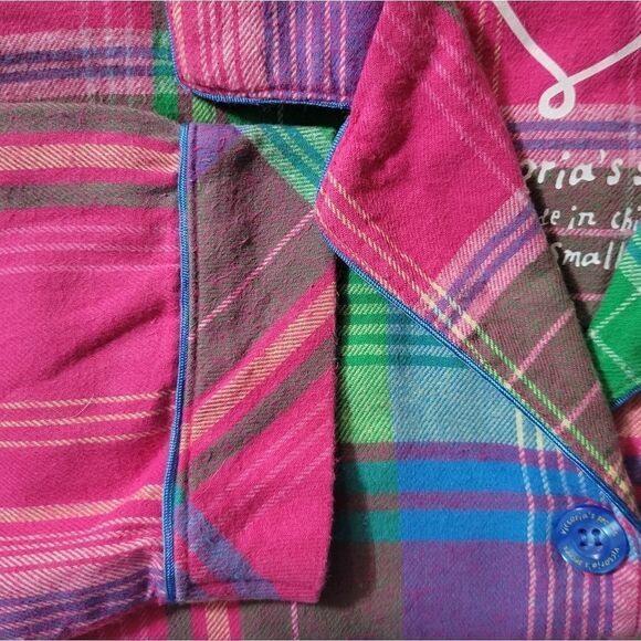 Victoria's Secret Rainbow Stripe Plaid Button-Down Pink Long Sleeve Shirt - Picture 12 of 16